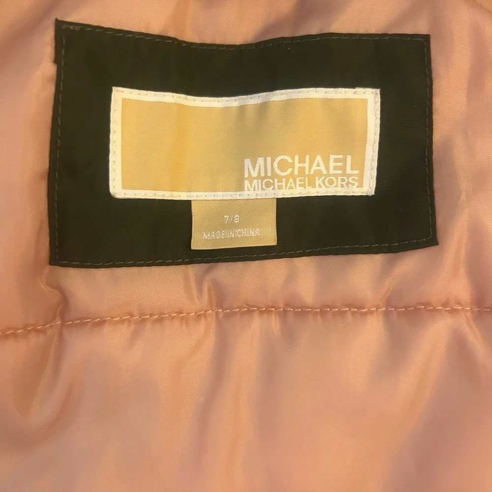 Michael Kors Dark Green Girls Size 8 Ski Jacket with Faux Fur Hood